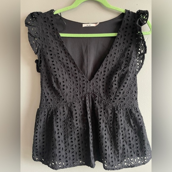 Francesca's Collections Tops - Black Eyelet Blouse